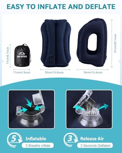 Travel Pillow,Inflatable Airplane Pillow for Sleeping Comfortably Supports Head and Chin for Airplane,Car,Bus and Office - Image 6
