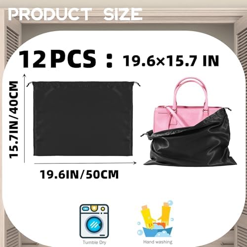 12 Pack Dust Bags For Handbags Travel Storage Pouch, Purse Dust Bags For Storage, Silk Dust Covers With Drawstring For Purse Shoes Boots - Image 6