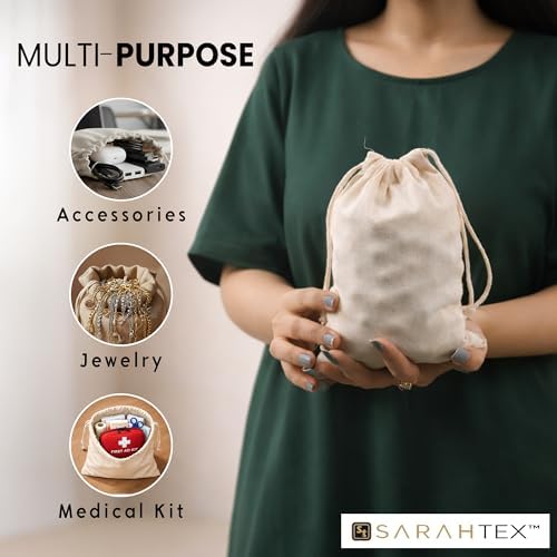 6" x 8" Premium Cotton Drawstring Bag 24 Pack, 140 GSM Reusable Pouch for Soap, Candles, Jewelry, Herbs, Wedding Favors, Party Use, Small Storage, Eco Friendly - Image 7