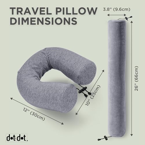 Dot&Dot Twist Memory Foam Travel Pillow for Airplanes - Travel Neck Pillow for Sleeping - Airplane Pillow for Neck Support, Chin, Lumbar and Leg - Adjustable, Bendable Neck Roll Pillow - Gray - Image 6