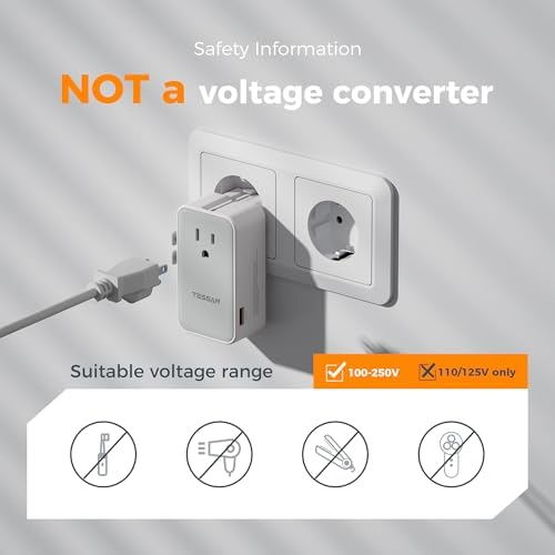 TESSAN Universal Travel Adapter 70W, Type C G A I - Image 6