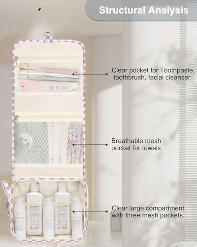 Relavel Small Hanging Toiletry Bag for Women, Portable Hanging Organizer - Image 7