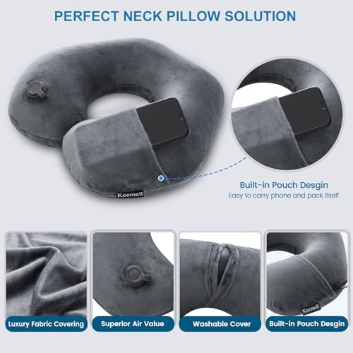 Keemall Inflatable Travel Neck Pillow, Cervical Support for Airplane & Car - Image 6