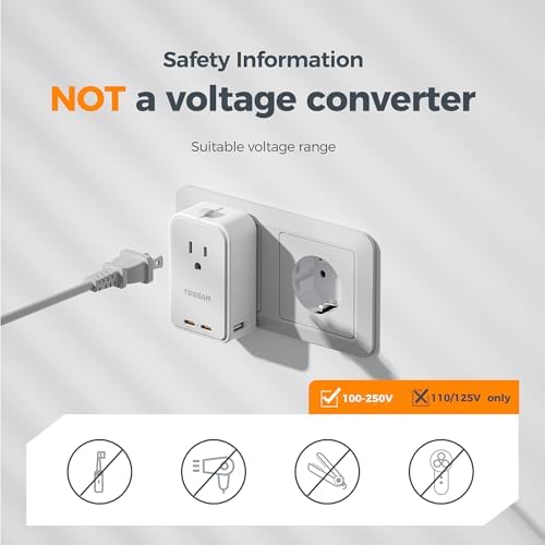 TESSAN Universal Travel Adapter PD 45W, 1 Pack - Image 7