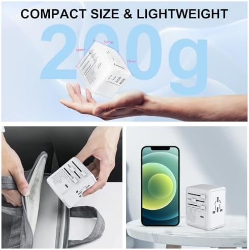 Universal International Plug Travel Adapter, 6 in 1 Wall Charger with 3 Type-C 5.8A 29W PD Fast Charging & 2 USB-A 5.8A & Multi AC Outlet Adaptor for USA EU UK AUS 200+ Countries - Image 7