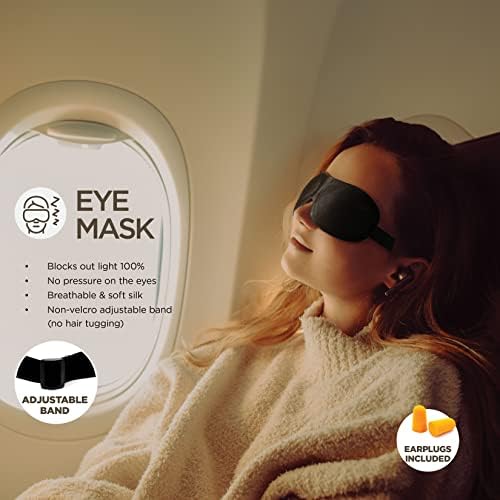 Homeify Airplane Travel Kit – Adjustable Memory Foam Airplane Neck Pillow with Phone Holder, Eye Mask, Foot Hammock, and Earplugs – 6 Piece Plane Travel Essentials for Long Flights - Image 6