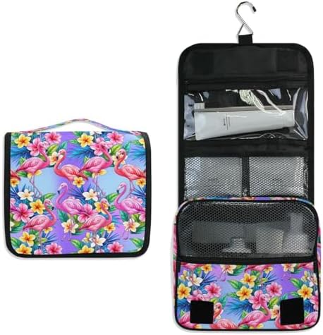 MNSRUU Hanging Toiletry Bag Pink Flamingo Tropical Bird Flower Makeup Bag Portable Travel bag for Toiletries Organizer Bags for Women Men, Travel-Essentials Bag - Image 7