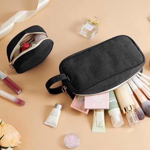 WLLWOO Corduroy Small Makeup Bag for Purse Zipper Mini Cosmetic Pouch - Image 7