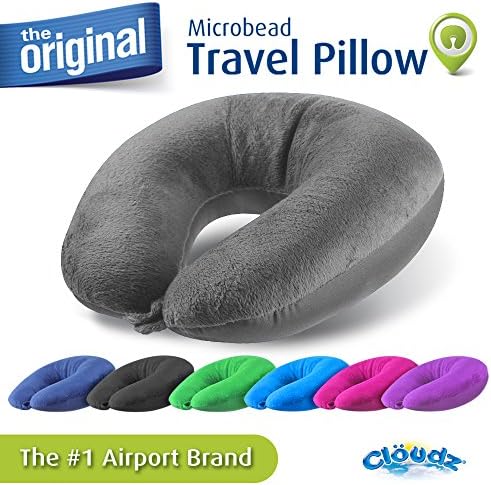 Cloudz Dual Comfort Microbead Airplane Travel Neck Pillow. Super Soft Cozy Plush Fabric on One Side, Cool Relaxing Spandex on The Other! Customize Your Comfort and Support at Home or On The Go! Grey - Image 7