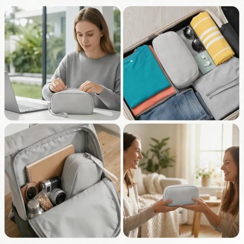 Electronics Organizer Bag for Chargers & 3ft+ Cords, Gray - Image 6