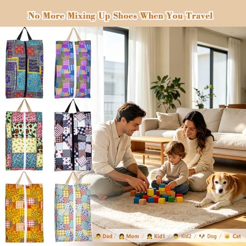 Sanlykate Shoe Bags for Travel, 6 Pack Shoe Organizer with Zipper Closure, Large Capacity Shoe Storage with Handle, Water Repellent Portable Shoe Pouch Essentials - Image 7