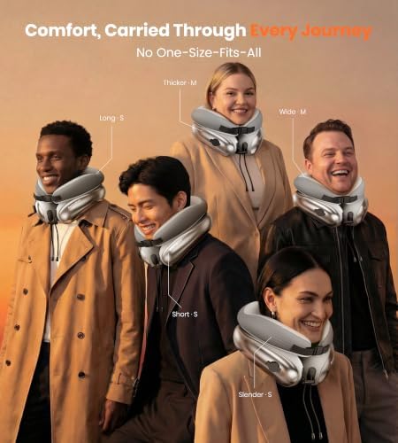Neck Pillow for Traveling, Travel Pillows for Airplanes, Adjustable Neck Pillow Airplane Travel Essentials - 2 Layer Patented | Inflatable Air Loop & Memory Foam for 360° Ergonomic Support - Image 7
