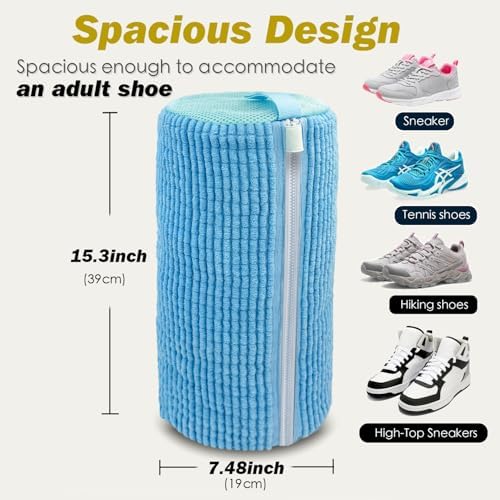 Shoe Washing Machine Bag,Laundry Shoe Bag for Washer and Dryer,Reusable Shoe Cleaning Bag for Sneakers,Tennis Shoes,With Self-locking Zipper, Microfiber Inside,Include Shoe Bag (Pro Blue - 1 Pack) - Image 6