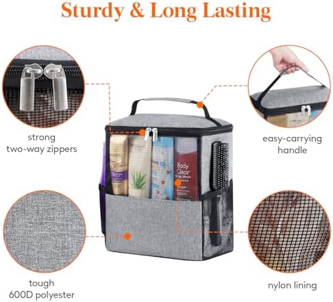 Lifewit Shower Bag Mesh Shower Caddy Portable College Dorm Room Essentials Tote Bag for Bathroom, Gym, Travel, Camping Quick Dry Hanging Shower Organizer Basket Toiletry Bag, Large, Grey - Image 6