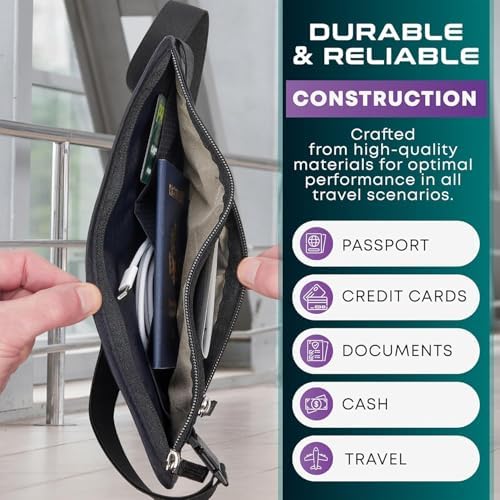Travel Money Belt & Passport Holder - RFID Blocking Slim Travel Wallet & Fanny Pack for Men and Women - Essential Travel Pouch for Cash, Credit Cards, and Documents - Image 7