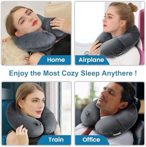 Keemall Inflatable Neck & Shoulder Travel Pillow for Airplane Naps - Image 6
