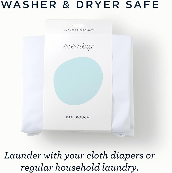 Esembly Pail Pouch, Hangable and Washable Waterproof Diaper Pail Liner and Reusable Laundry Bag, One Size, Sea Salt