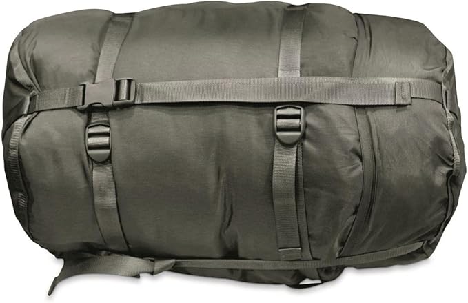 Military Style Compression Sack for Sleeping Bag –Large Nylon Foliage - Waterproof Stuff Sack w/Drawstrings - Compression Sacks for Backpacking, Hiking, Sports & Travel