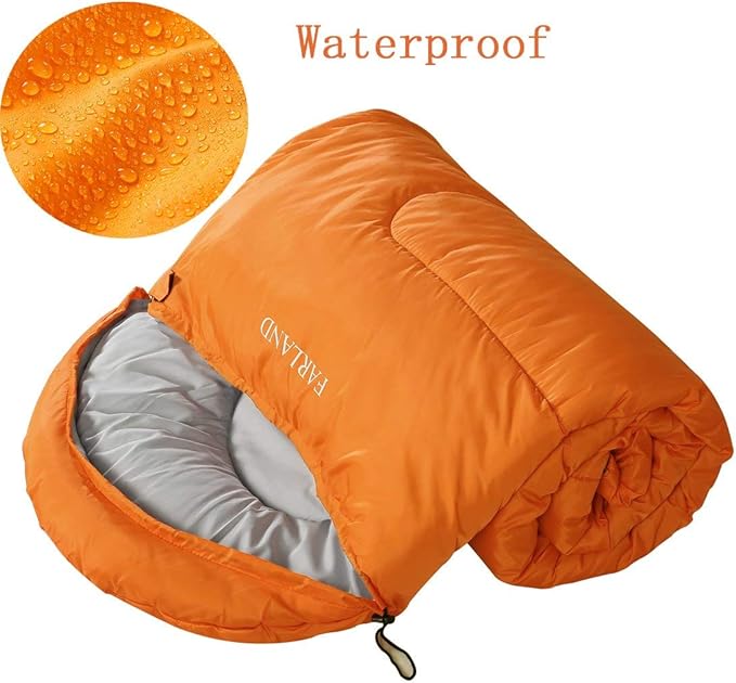 FARLAND Sleeping Bags for Adults, 3 Season Warm & Cool Weather, Lightweight Camping Sleeping Bag for Kids Family Camping Essentials with Compression Sack for Hiking