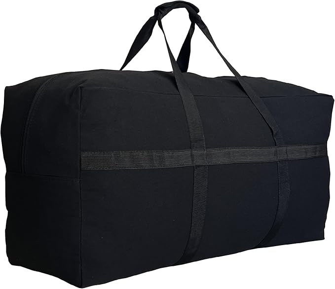 Extra Large Storage Canvas Duffle Bag with Zippers and Handles, Big Foldable Duffle Bag for Travel 60L