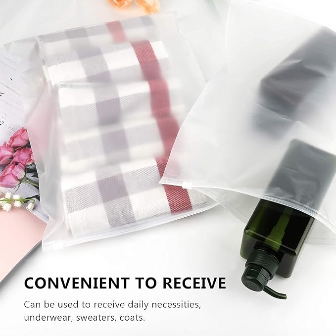 T Shirt Bags for Small Business, 100pcs 10x13 inch 3 mil Thick Frosted Zipper Bags for Clothes, Swimsuit Storage with Zipper, Vent Holes, for Shirt Packaging Clothing Packaging