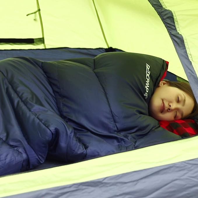 REDCAMP Flannel Sleeping Bag for Adults, Comfortable Cotton Envelope Sleeping Bags for Camping, Backpacking, Hiking, with Detachable Hood&Compression Sack, Blue/Red/Grey/Black