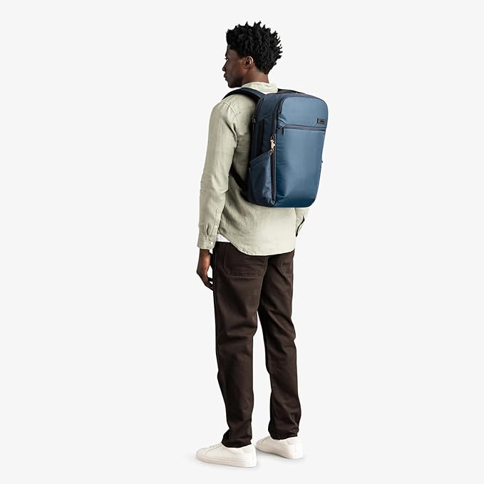 Halfday Roamer All-in-One Travel Backpack: 15” Laptop Compartment, Built-In Shoe/Laundry Pouch (Magnetic Sternum Strap, Padded Shoulder Support), Weekend & Business Trip Carry-on Bag, Marine
