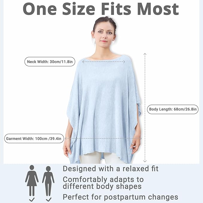 Nursing Cover for Breastfeeding – Soft & Breathable Lyocell Nursing Poncho for Mom, Lightweight Breastfeeding Cover, 360° Privacy Nursing Shawl for Travel & Pumping, Includes Laundry Bag