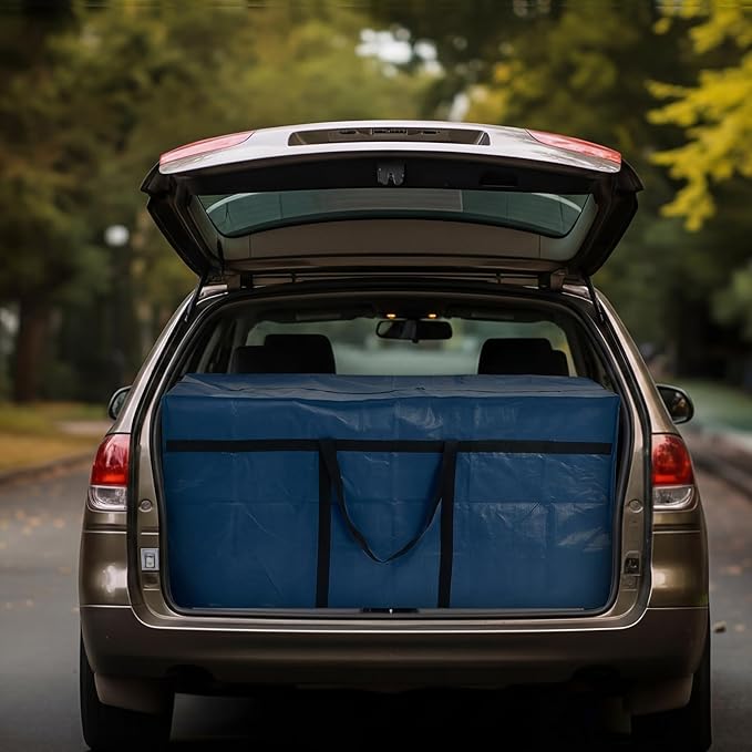 4 Pcs 66 Gallon Extra Large Moving Bags Heavy Duty Storage Bag with Strong Zipper Handle Foldable XXL Jumbo Storage Tote Packing Moving Box for College Dorm Travel Cloth Duffle (Ocean)