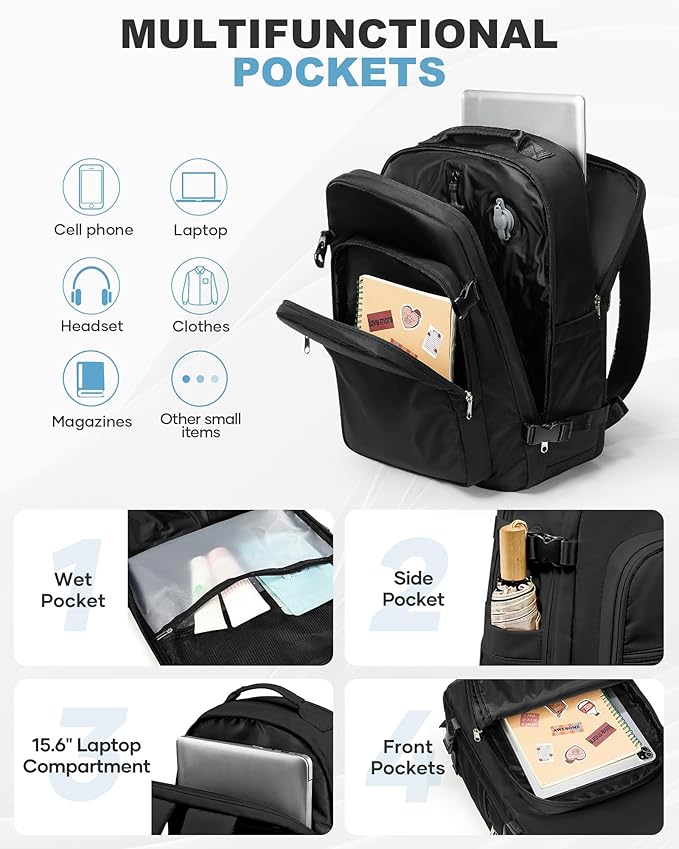 coofay Vacuum Backpack Travel with Pump Vacpack Backpack with Vacuum Seal Backpacks Traveling Backpacks Vacuum Compression Air Travel Bag Carry on Luggage