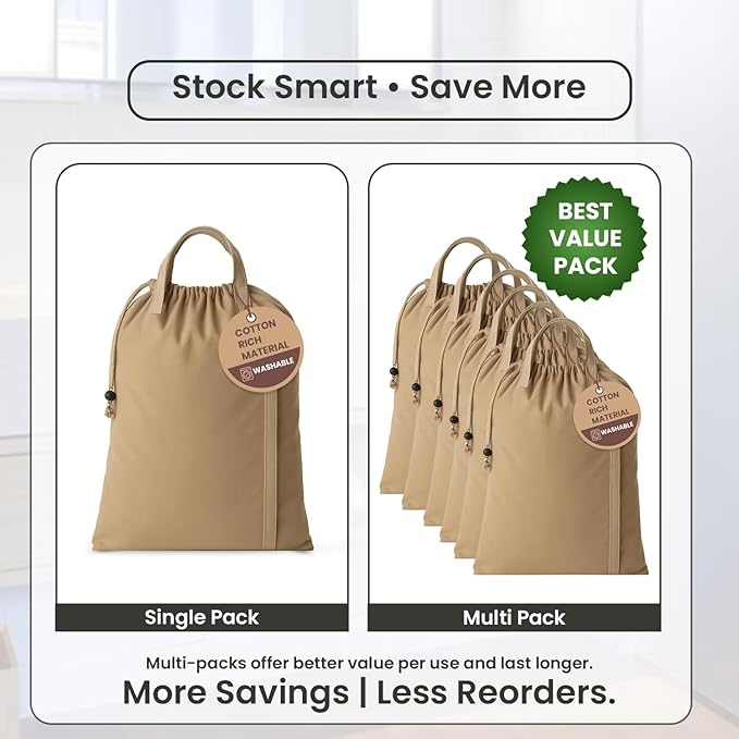 LFH Home Cotton Canvas Large Laundry Bag with Handle, Heavy Duty Drawstring Closure Washable Laundry Bags, School Travel, Home, Hotel, College Dorm, Organizer Sack, Toys Clothes 28x40-Beige