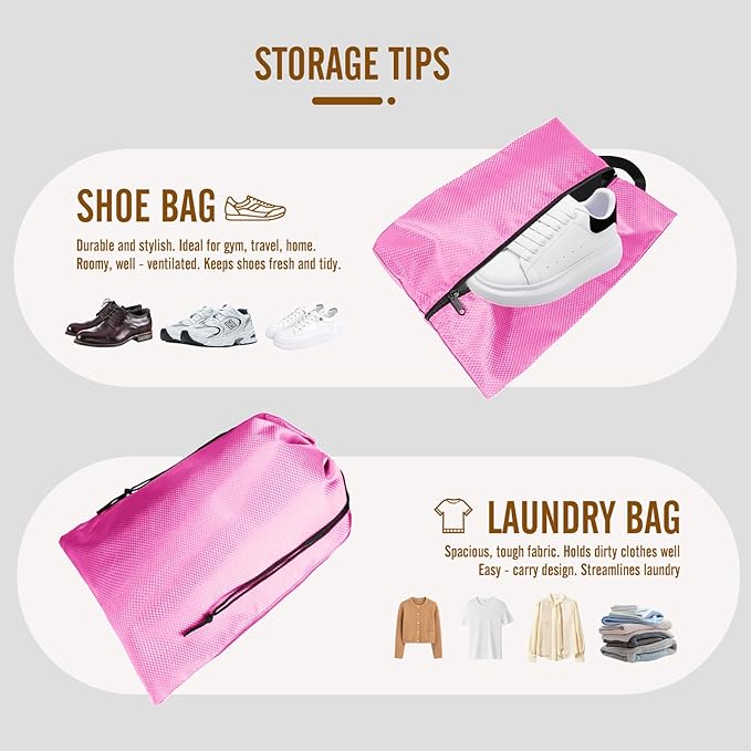 8 Set Compression Packing Cubes for Travel, Expandable Luggage Organizer with Shoe Bag & Laundry Bag - Lightweight Suitcase & Backpack Travel Essentials (Pink)