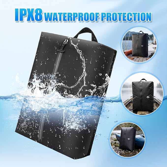Travel Vacuum Bags with Electric Pump, Premium 210D-TPU Tear-Resistant Space Saver Bags, IPX8 Waterproof Compression Packing Cubes for Carry on Backpack, Suitcase, Travel Essentials (2PC + PUMP)