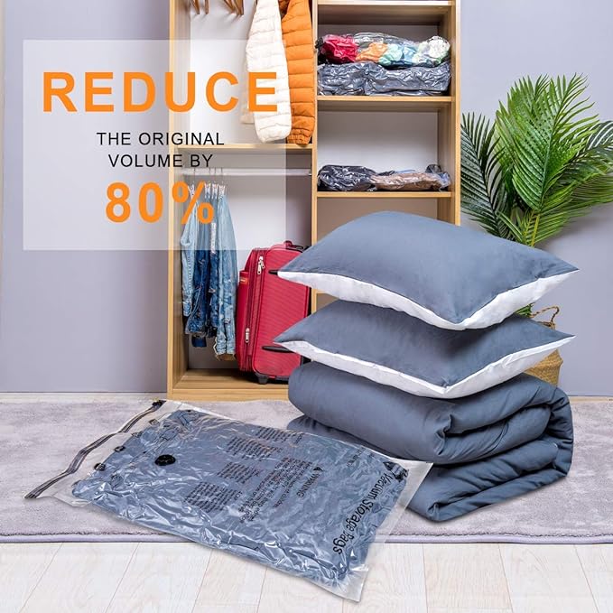 GONGSHI Vacuum Storage Bags, Space Saver Seal Bags For Clothing, Travel Luggage,Blankets, Comforters, Pillows, Clothes Storage.5 Medium 5 Small