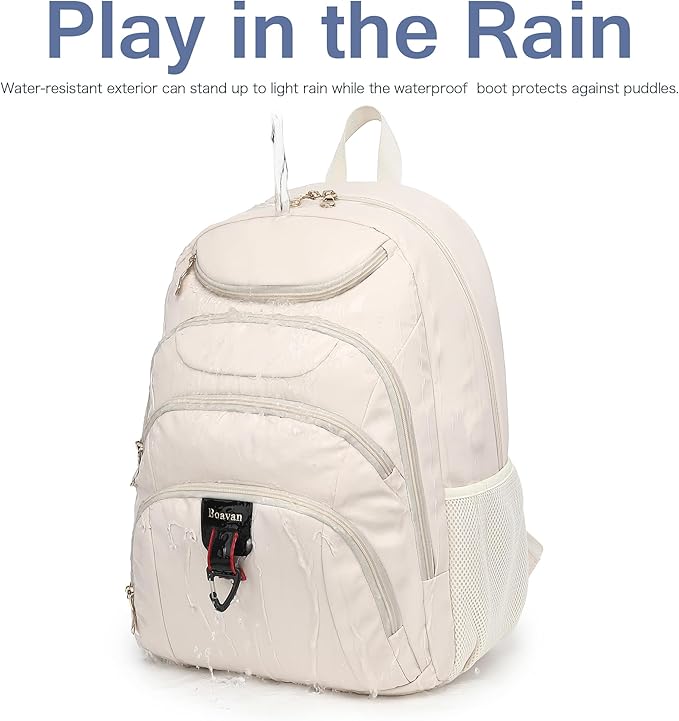 Boavan Laptop Backpack for women,15.6 inch Laptop Bag with USB Port, Waterproof Travel Work Backpack Purse, Anti-Theft Teacher Nurse Doctor Casual Bookbags Office Business backpack,Cream Beige