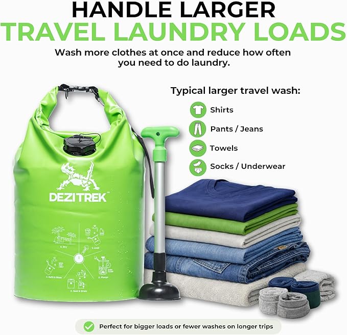 LARGE Portable Washing Machine – Off-Grid Laundry System, High Capacity Manual Clothes Washer with Plunger, No Power Needed, for Camping, RV, Travel
