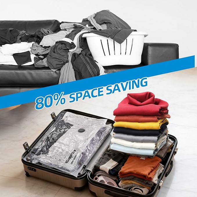 9 Jumbo Vacuum Storage Bags Travel Kit With Rechargeable Wireless Pump, Extra Large Compression Space Saver Bags For Clothes, Bedding & Luggage, Ideal For Travel, Moving & Home Organization