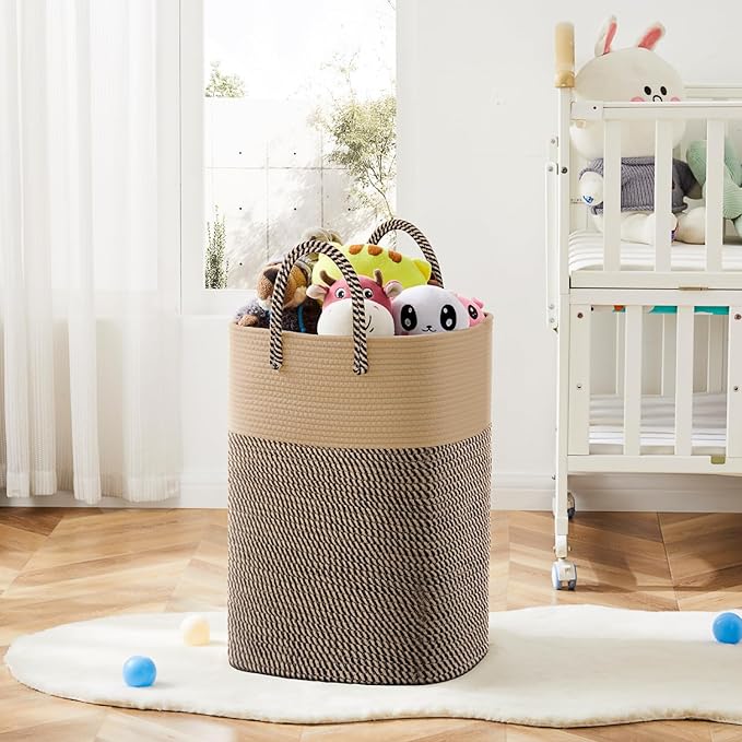 Artfeel Laundry Basket,Woven Cotton Rope Laundry Hamper,80L Versatile Storage for Dirty Clothes,Baby Toys,and Blankets in Bathroom, Nursery,and Living Room