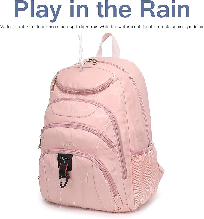 Boavan Laptop Backpack for women, 15.6 inch Laptop Bag with USB Port, Waterproof Travel Work Backpack Purse, Anti-Theft Teacher Nurse Doctor Casual Bookbags Office Business backpack,Pink