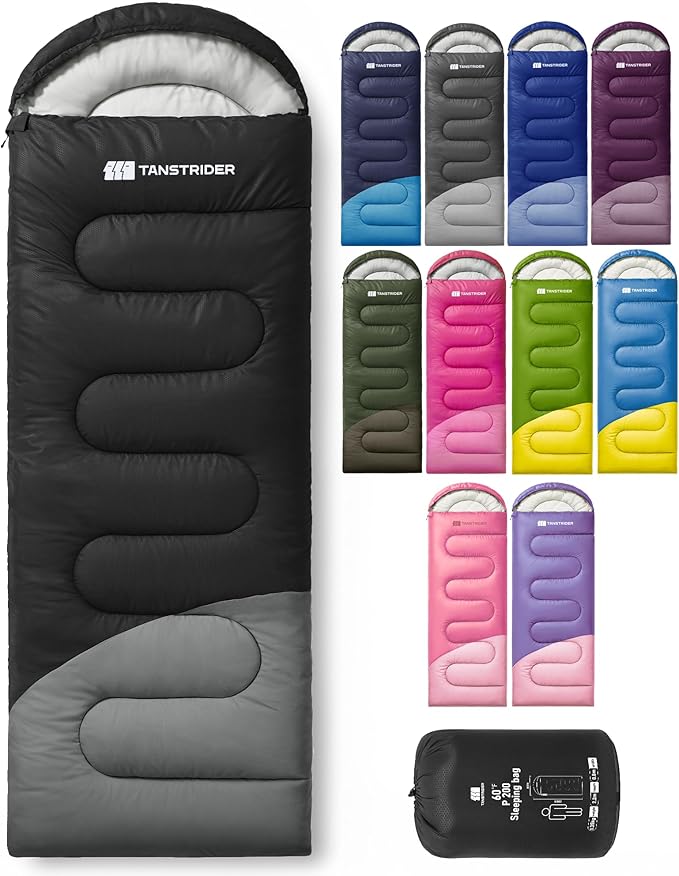 Sleeping Bag for Adults Warm Weather, Compact Lightweight Backpacking Sleeping Bag with Compression Sack, Camping Essentials Gear for Hiking Travel Climbing Outdoor & Indoor Use