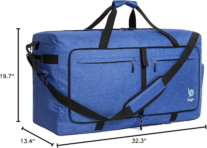 Bago Extra Large Duffle Bag for Travel Women & Men. Durable, Lightweight, Foldable Travel Duffel Bags For Traveling Women. 140L Duffle Bags Use As a Weekender Bag with Shoe Compartment, Checked Duffel