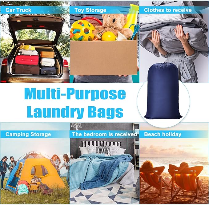 Nuogo 20 Pcs Laundry Bag Washable Travel Laundry Bags with Drawstring Lock Closure Large Heavy Duty for Camping Tent Blankets Dirty Clothes Yarn Fabric Storage, 38 x 24 Inches