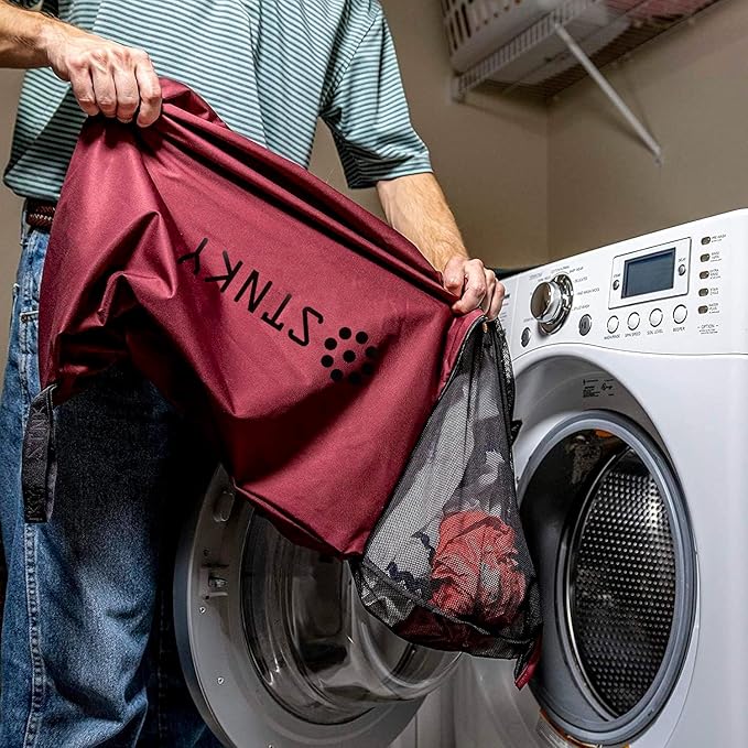 STNKY Bag Pro - Laundry Bags With Zips, Handles and Internal Mesh Bag for Travel, Yoga, Healthcare, Gym Kit, Laundry (XL, Burgundy)