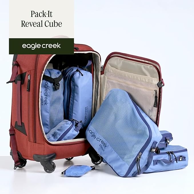 Eagle Creek Pack-It Reveal Cube - Lightweight Packing Cubes for Optimizing Luggage Space - Easy to Carry - Mesh Fabric - Water-Resistant - Easy Grab Zipper - Medium - Storm Grey