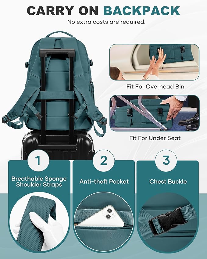 coofay Vacuum Backpack Travel with Pump Vacpack Backpack with Vacuum Seal Backpacks Traveling Backpacks Vacuum Compression Air Travel Bag Carry on Luggage