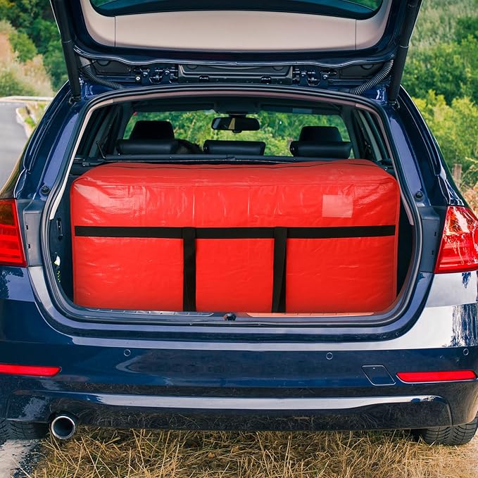6 Pcs 66 Gallon Extra Large Moving Bags Heavy Duty Storage Bag with Strong Zipper Handle Foldable XXL Jumbo Storage Tote Packing Moving Box for College Dorm Travel Cloth Duffle (Red)