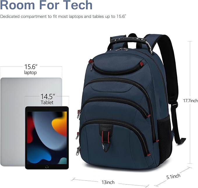 Boavan Laptop Backpack for men, 15.6 inch Laptop Bag with USB Port, Waterproof Travel Work Backpack Purse, Anti-Theft Teacher Nurse Doctor Casual Bookbags Office Business backpack,Classic Navy