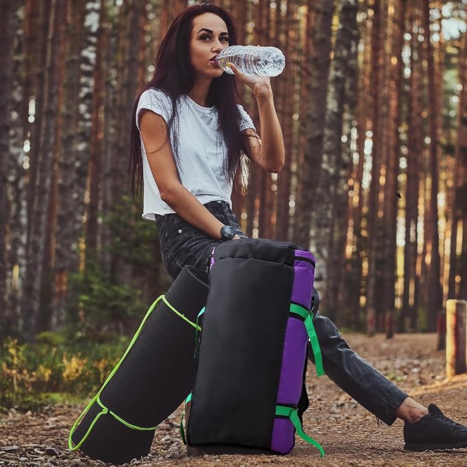 MIER Large Duffle Backpack Sports Gym Bag with Shoe Compartment, Heavy Duty and Water Resistant, Purple, 45L