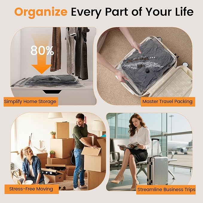 Vacuum Storage Bags Rechargeable Wireless Pump - 20 Pack Travel Storage Bags,Travel & Home Organizer Set, Multi-Size Space-Saving Bags, Perfect for Closet Luggage Bedding Clothing Storage