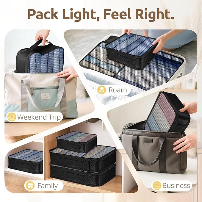 All-in-One 22 Pcs Packing Cubes for Travel Essentials –Includes Cubes,toothbrush covers,Silicone Bottle Cover,zipper bags, Matte Cosmetic Bag, Drawstring bag for Carry-On & Suitcase